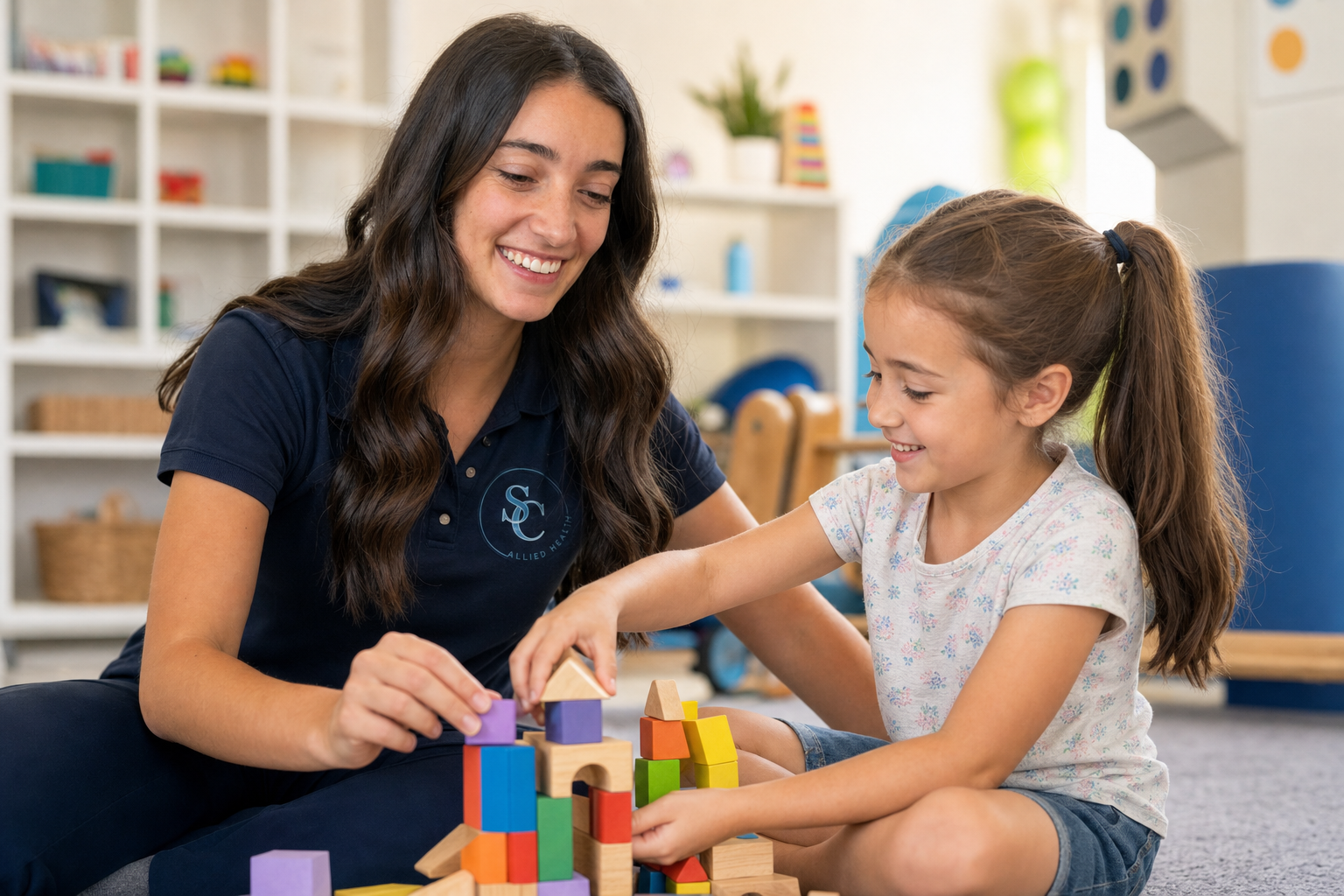 Emma providing sensory play occupational therapy support with a child